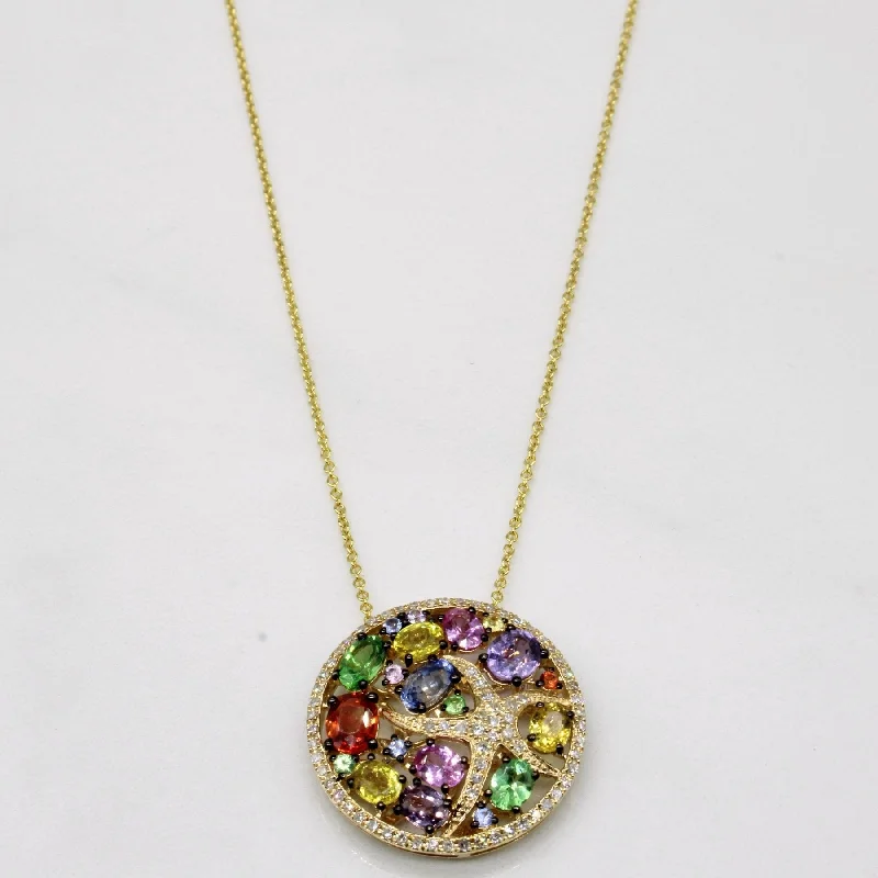 silver wave ring dainty 'EFFY' Seaside 14k Yellow Gold Multi Gem Necklace | 2.07ctw | 18'