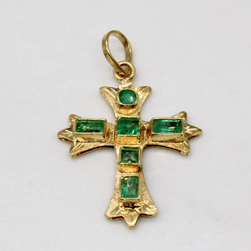 personalized couple’s bracelet engraved Emerald Cross Pendant | 0.40ctw |