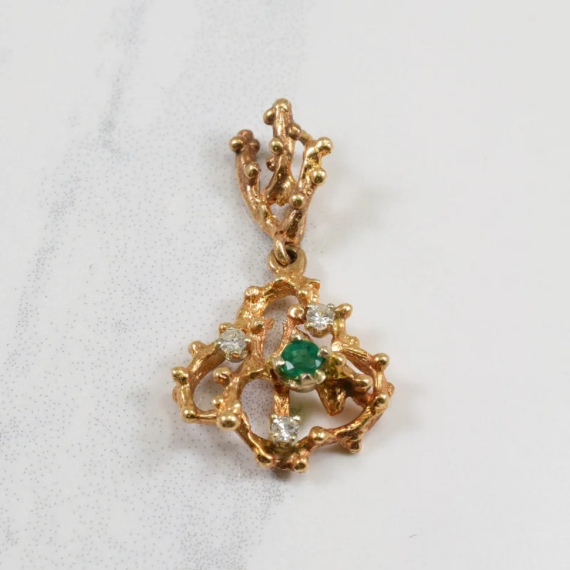 Emerald & Diamond Organic Shaped Pendant | 0.09ctw, 0.10ct |