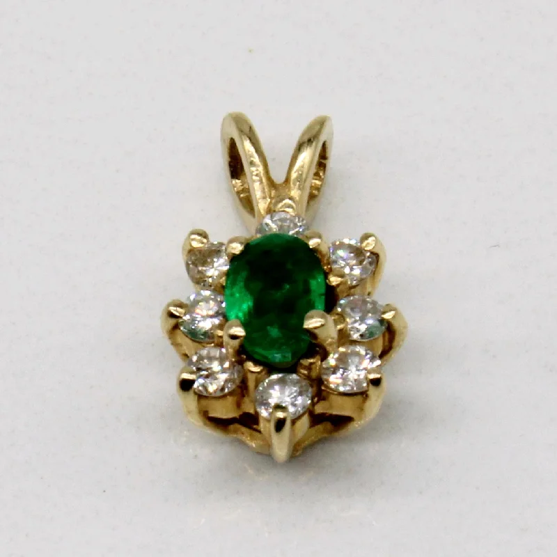 handcrafted gemstone ring women Emerald & Diamond 14k Pendant | 0.20ct, 0.16ctw |