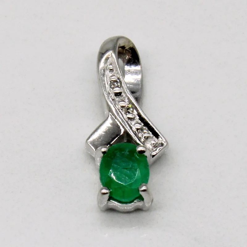 unique gemstone necklace handmade Emerald & Diamond Pendant | 0.26ct, 0.01ctw |