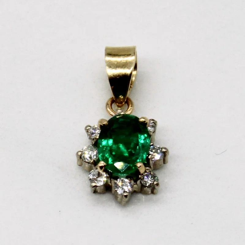 celestial moon and stars ring Emerald & Diamond Pendant | 0.51ct, 0.16ctw |