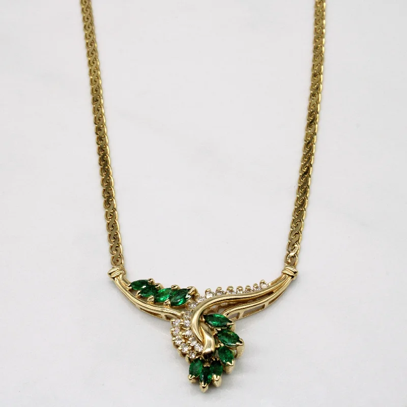 delicate gold band ring Emerald & Diamond Pendant 14k Necklace | 1.00ctw, 0.25ctw | 17" | delicate gold band ring Emerald & Diamond Pendant 14k Necklace | 1.00ctw, 0.25ctw | 17" |