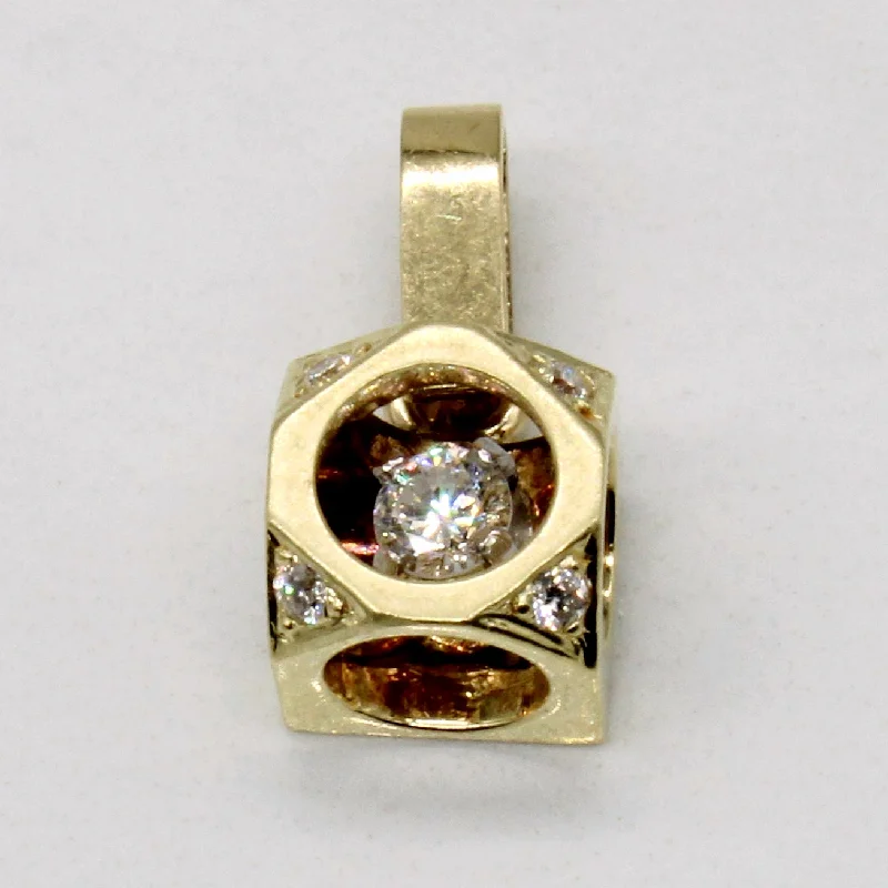 dainty gold anchor bracelet Floating Diamond Cube Pendant | 0.14ctw |