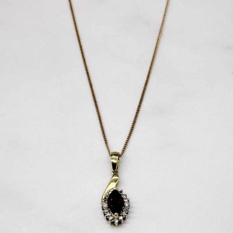 Garnet & Diamond 10k Pendant & Chain | 0.50ct, 0.04ctw | 17" |