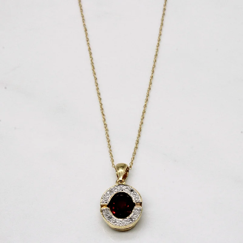 Garnet & Diamond Pendant & Necklace | 1.50ct, 0.04ctw | 19" |