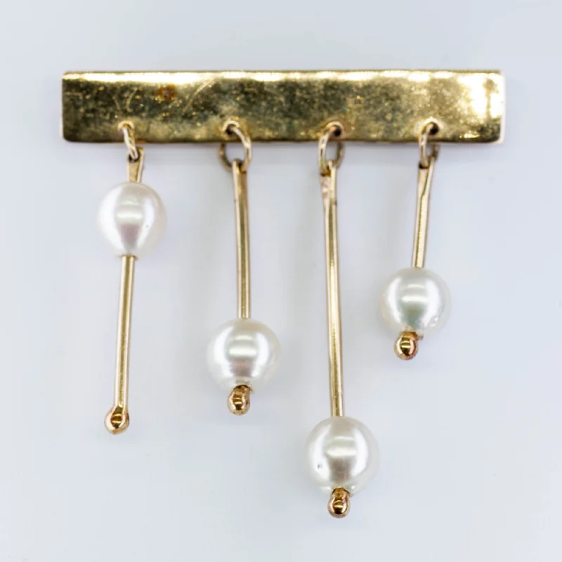 Hanging Pearls Gold Brooch