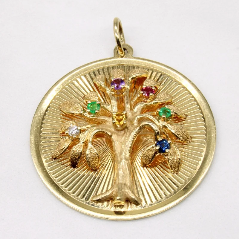 rose gold anklet chain 'Henry Dankner' Multi Gem Tree Pendant | 0.30ctw |