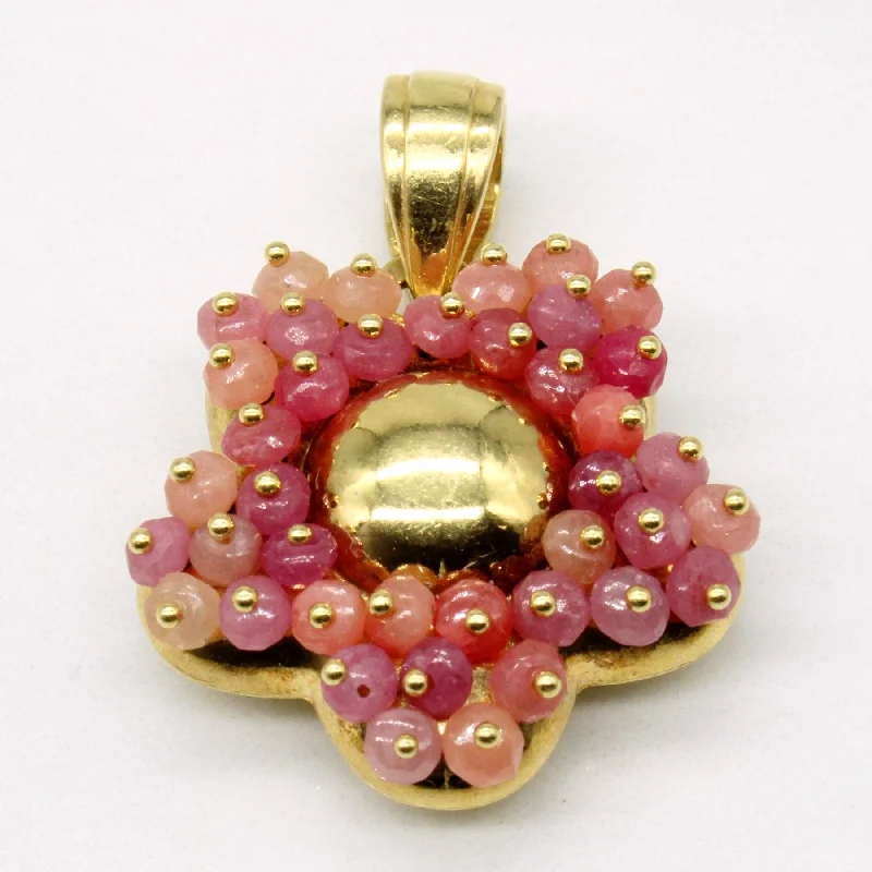 birthstone necklace for mom 'Le Gi' Vintage Pink Sapphire Bead Flower Pendant | 7.25ctw | birthstone necklace for mom 'Le Gi' Vintage Pink Sapphire Bead Flower Pendant | 7.25ctw |