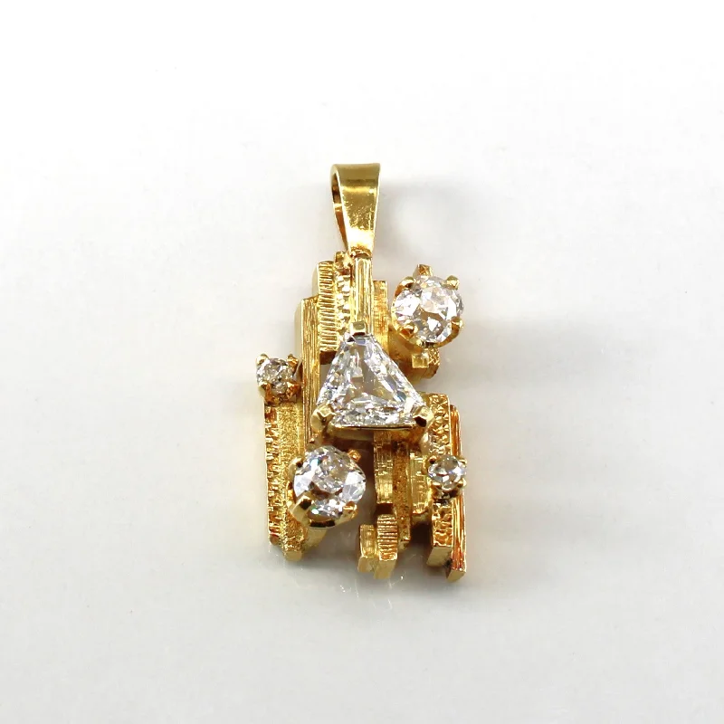 diamond halo stud earrings Multi Diamond Textured Gold Pendant | 1.15ctw |