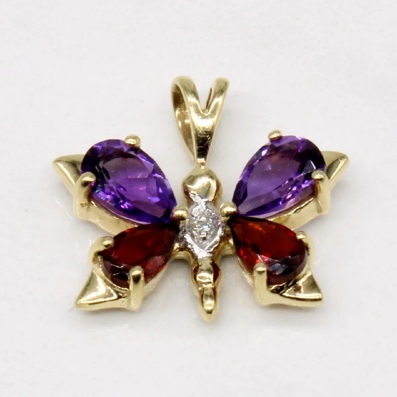 minimalist sapphire drop necklace Multi Gem Butterfly Pendant | 1.14ctw |