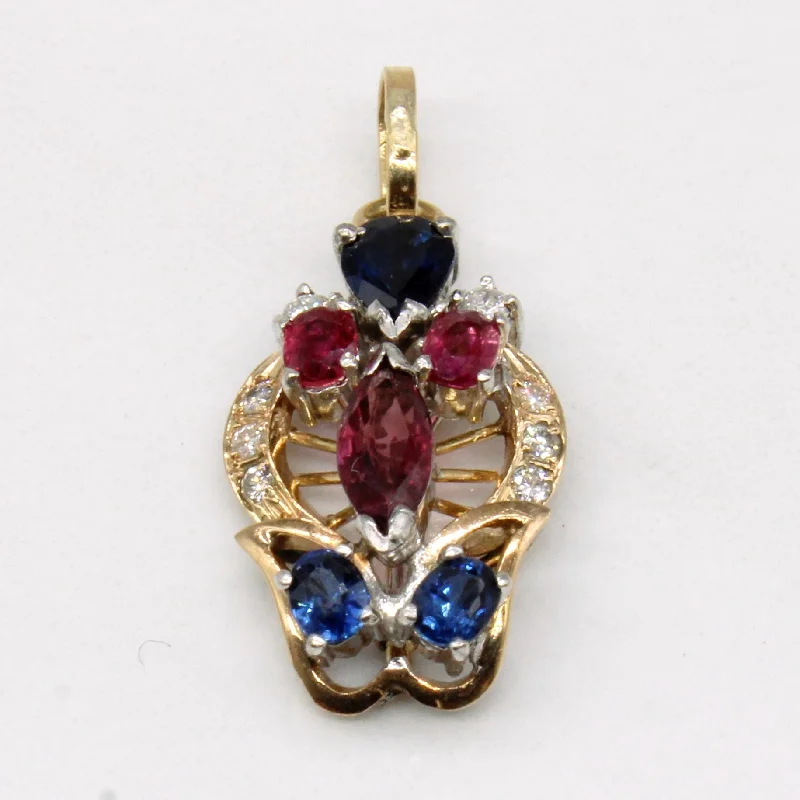 minimalist horseshoe necklace gold Multi Gem Ornate Pendant | 1.01ctw |