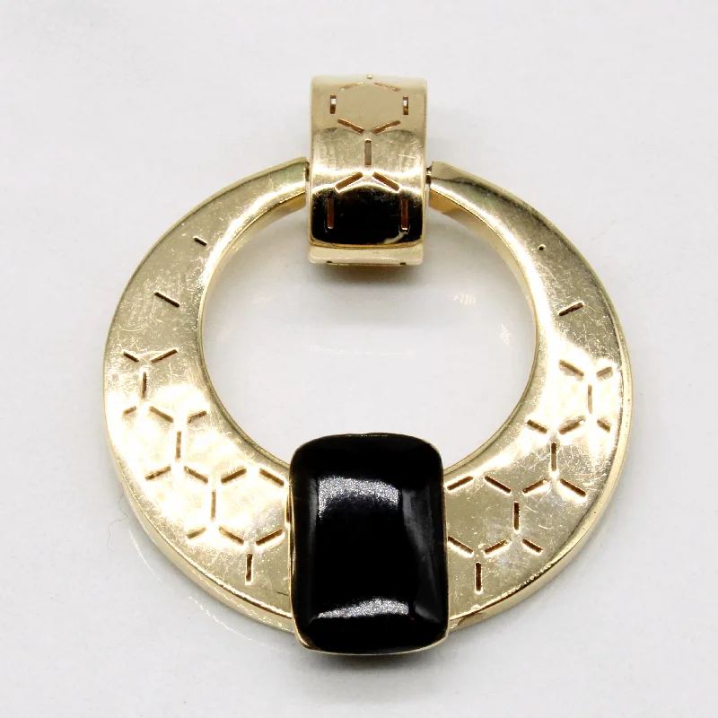 classic wedding set with diamonds 14k Yellow Gold Onyx Pendant | 4.00ct |