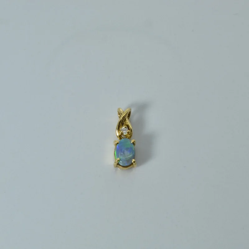 Opal & Diamond Drop Pendant | 0.50ct | 0.02ct |