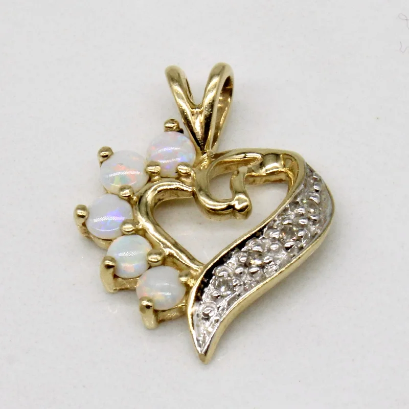 dainty gold chain earrings Opal & Diamond Heart 10k Pendant | 0.17ctw, 0.02ctw |
