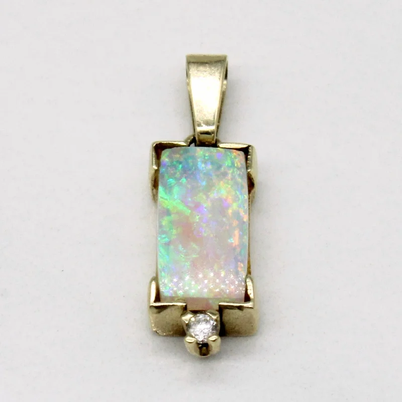 heart pendant necklace gold Opal & Diamond Pendant | 0.55ct, 0.02ct |
