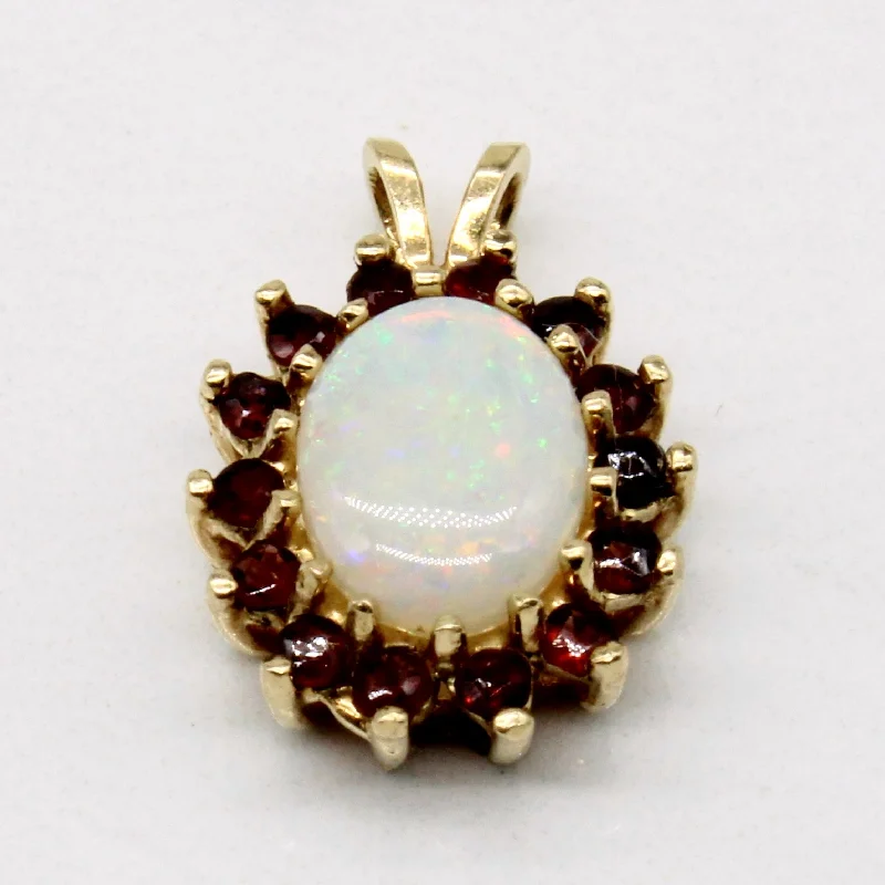 elegant pearl bridal set Opal & Garnet 14k Pendant | 0.85ct, 0.28ctw |