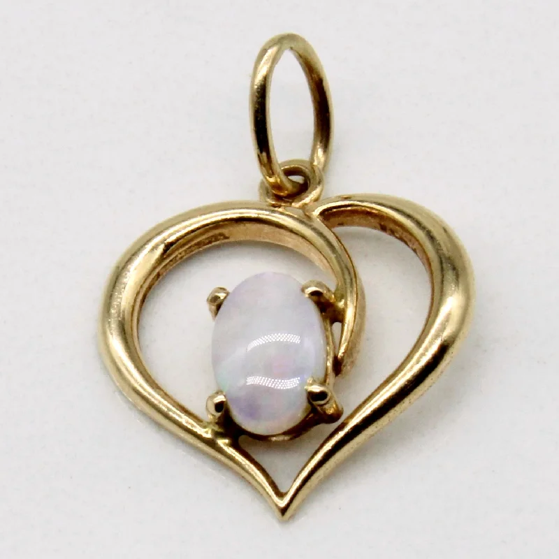 silver feather charm necklace Opal Heart 10k Pendant | 0.25ct |