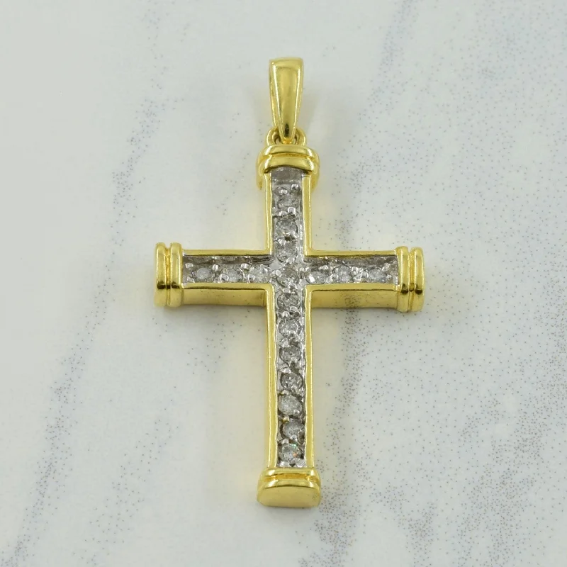 gold choker necklace simple Pave Set Diamond Cross Pendant | 0.15ctw |
