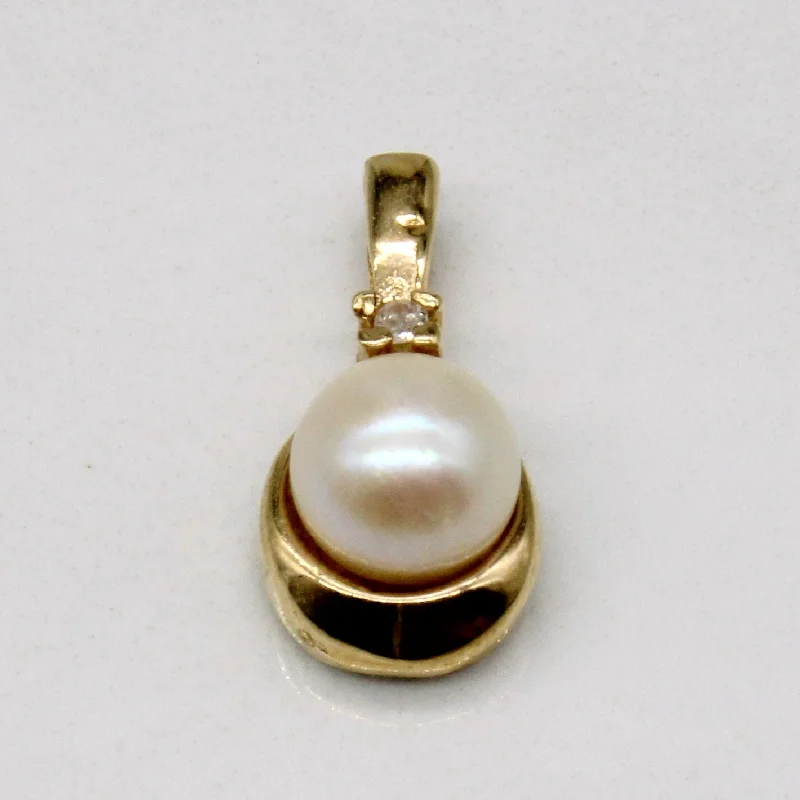 celestial sun and moon pendant Pearl & Diamond 14k Pendant | 0.01ct |