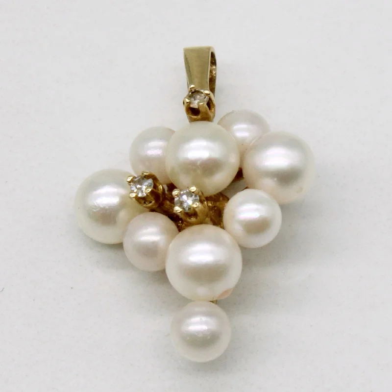 vintage-inspired gold locket Pearl & Diamond Pendant | 0.02ctw |
