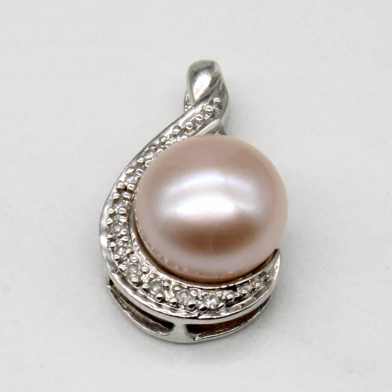 titanium wedding band men’s black Pearl & Diamond Pendant | 0.04ctw |