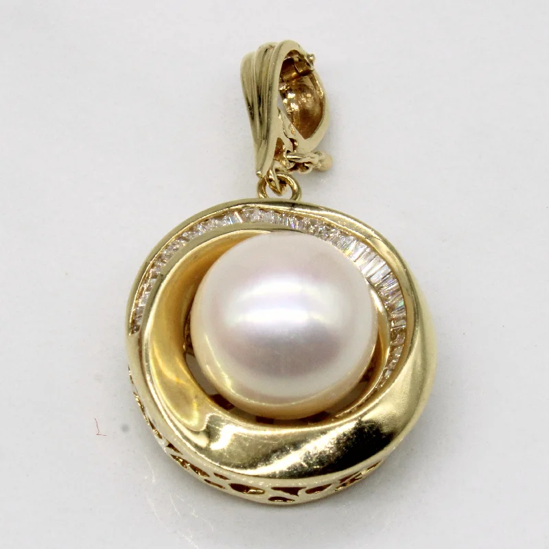 gemstone stacking rings colorful Pearl & Diamond Pendant | 0.50ctw |