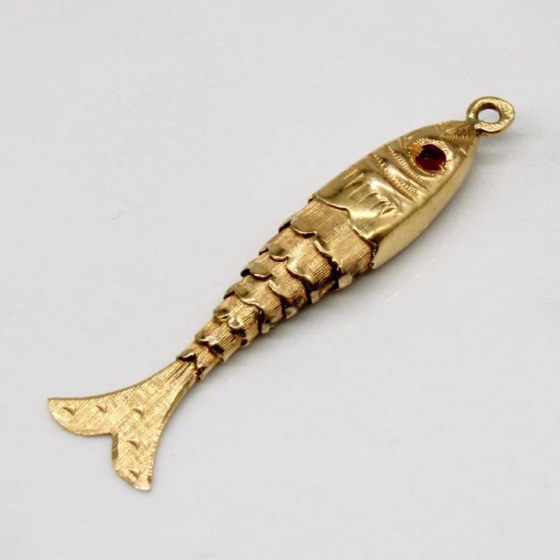 Portuguese 19k Gold Glass Fish Eye Pendant | 0.05ctw |