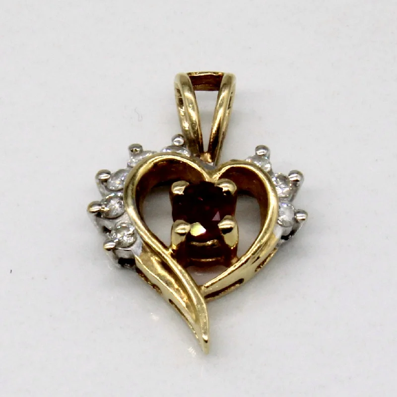 Ruby & Diamond Heart Pendant | 0.15ct, 0.14ctw |