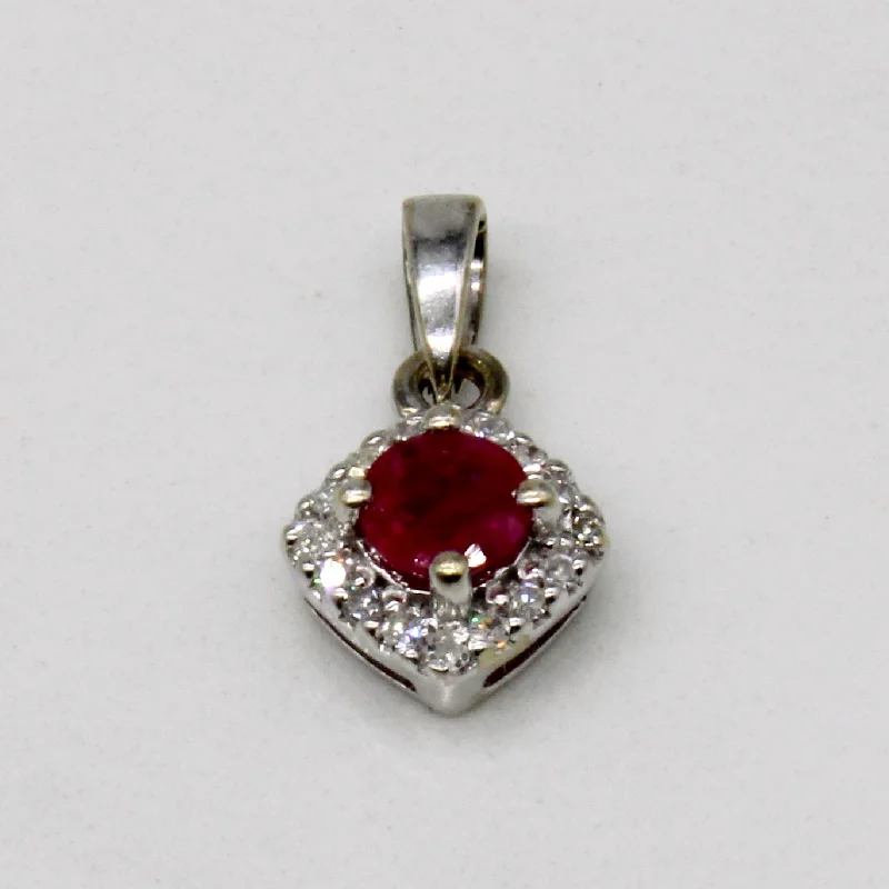 dainty rose gold chain bracelet Ruby & Diamond Pendant | 0.27ct, 0.05ctw |