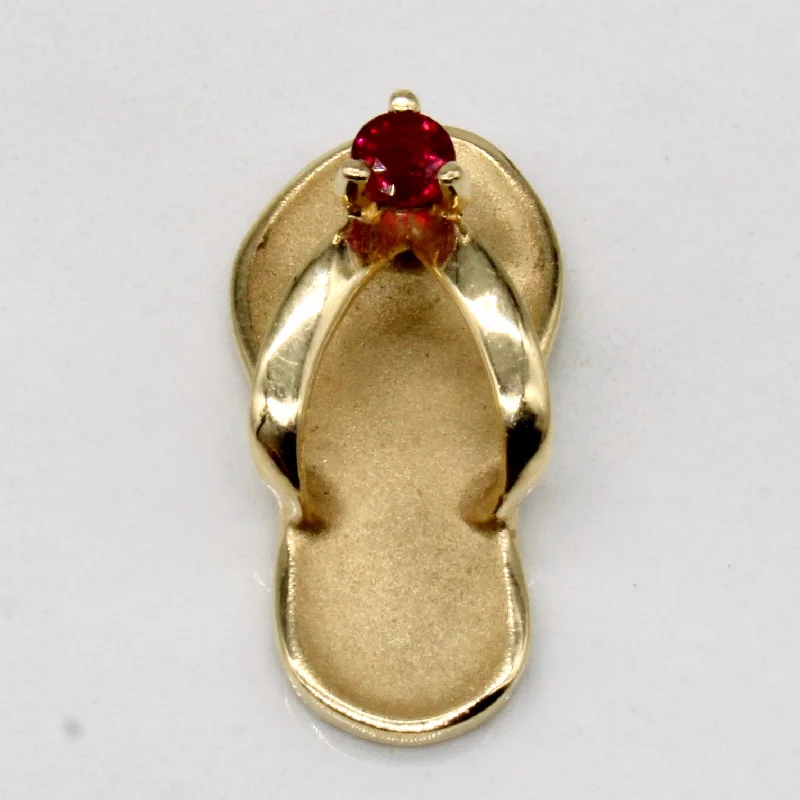 braided gold chain bracelet Ruby Flip Flop Pendant | 0.10ct |