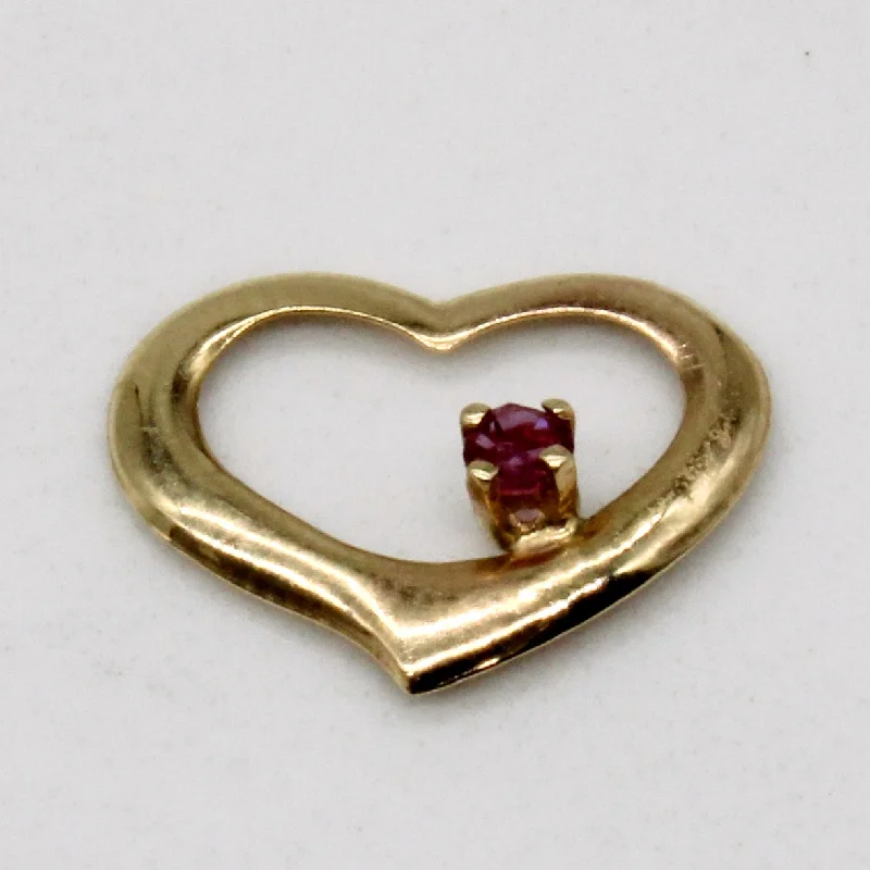 solid gold disc charm bracelet Ruby Heart Pendant | 0.02ct |