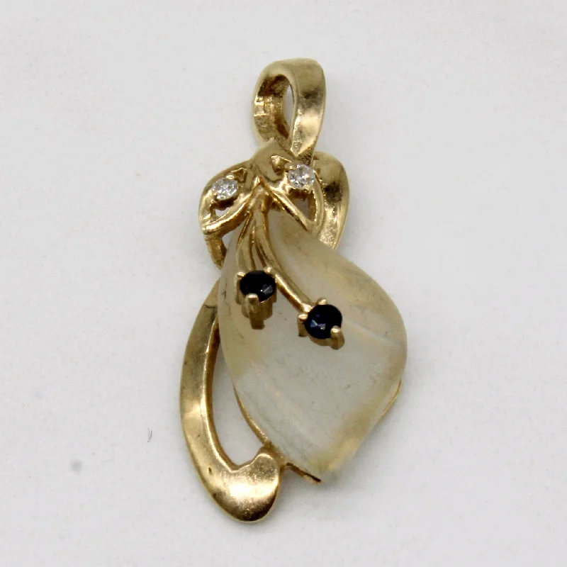 handcrafted raw crystal pendant Sapphire & Diamond Lucite Pendant | 0.04ctw, 0.02ctw | handcrafted raw crystal pendant Sapphire & Diamond Lucite Pendant | 0.04ctw, 0.02ctw |