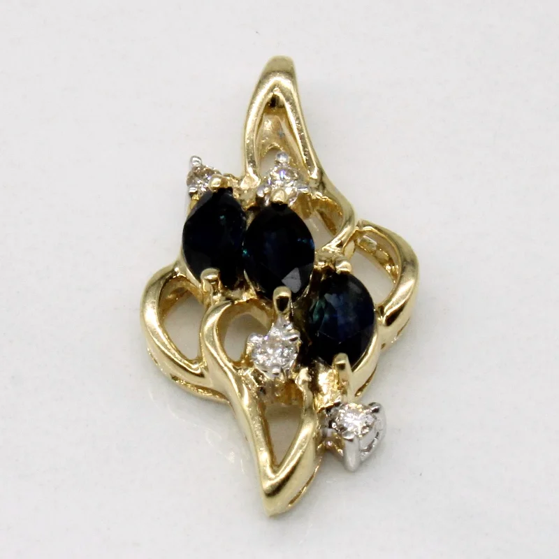 celestial moon and star necklace Sapphire & Diamond Pendant | 0.45ctw, 0.06ctw |