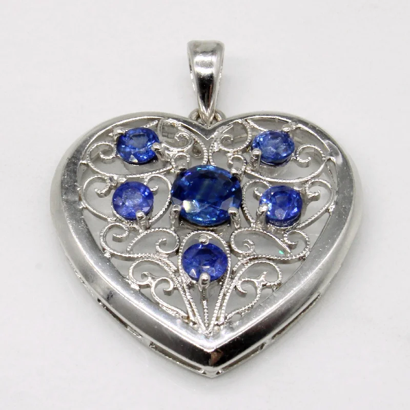 handcrafted gold stud earrings Sapphire Lattice Heart Pendant | 2.00ctw |