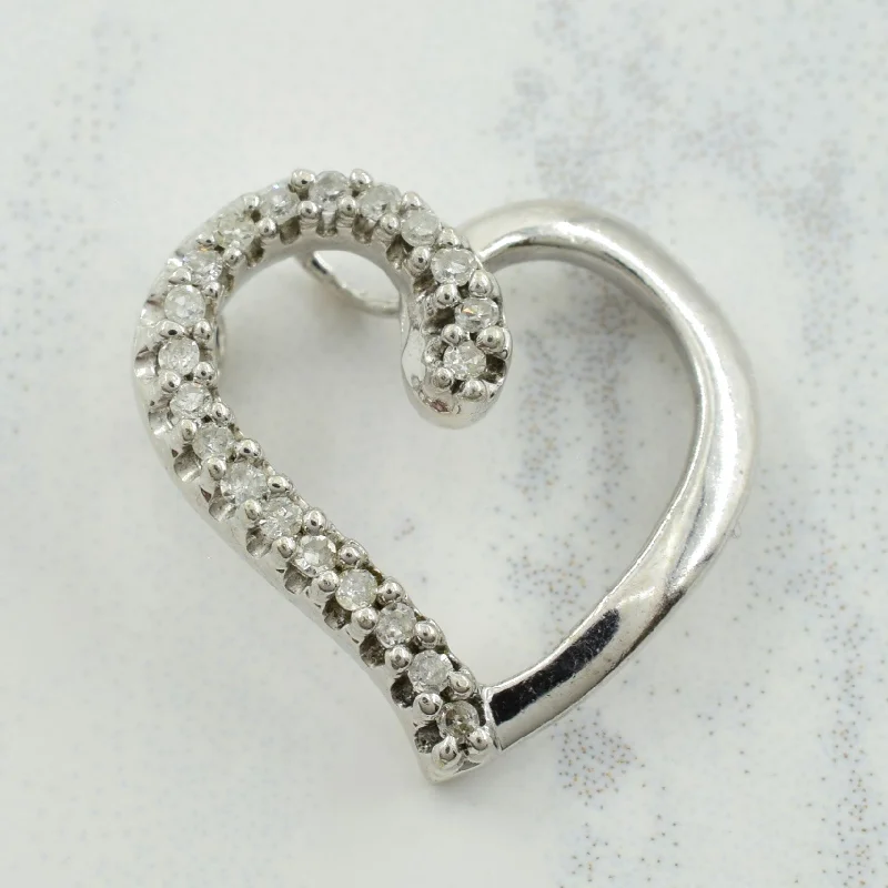 gold-plated figaro chain Sterling Silver Diamond Heart Pendant | 0.08ctw |