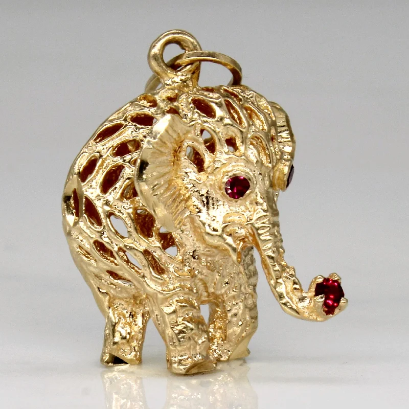 Synthetic Ruby Elephant Pendant | 0.06ctw |