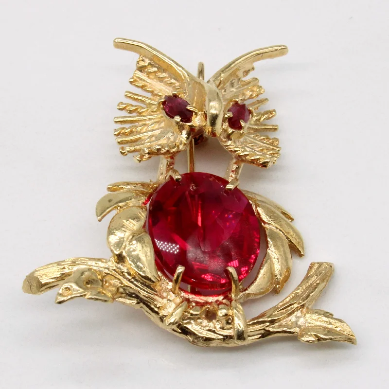 minimalist gemstone stud earrings Synthetic Ruby Owl Brooch & Pendant | 10.50ctw |
