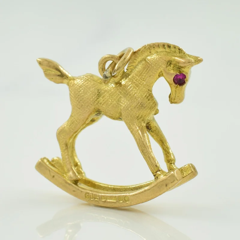 vintage-style diamond halo ring Synthetic Ruby Rocking Horse Charm |