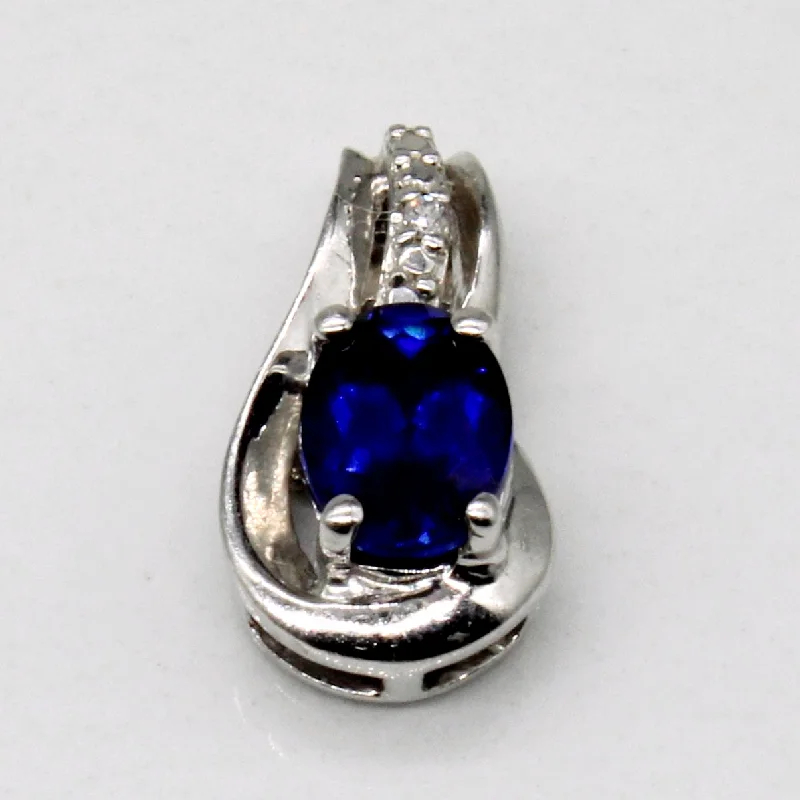 Synthetic Sapphire & Diamond Pendant | 1.00ct, 0.01ct |