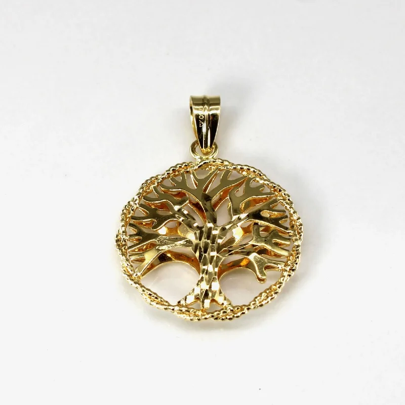 personalized initial ring stackable Tree of Life Gold Pendant
