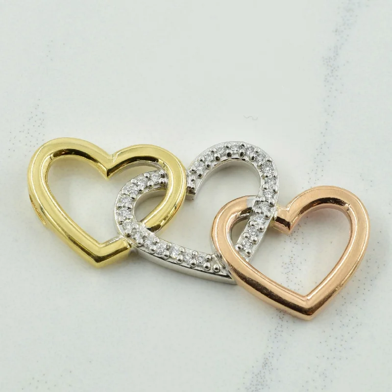 Tri Tone Diamond Heart Pendant | 0.12ctw |