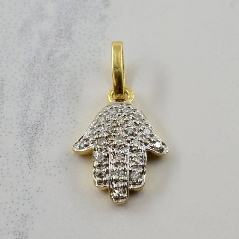 real diamond solitaire ring Two Tone Diamond Hamsa Pendant | 0.09ctw |