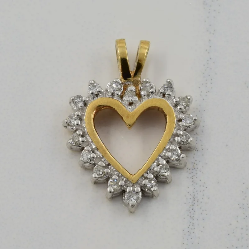 boho gemstone anklet Two Tone Gold Diamond Heart Pendant | 0.12ctw |