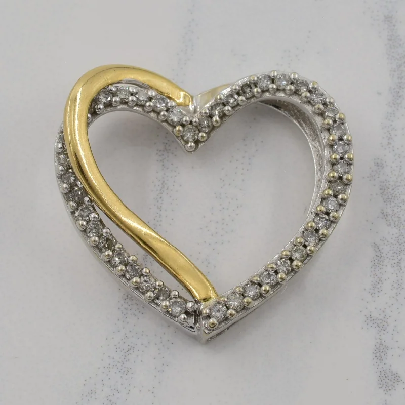 antique silver charm bracelet Two Tone Gold Diamond Heart Pendant | 0.42ctw |