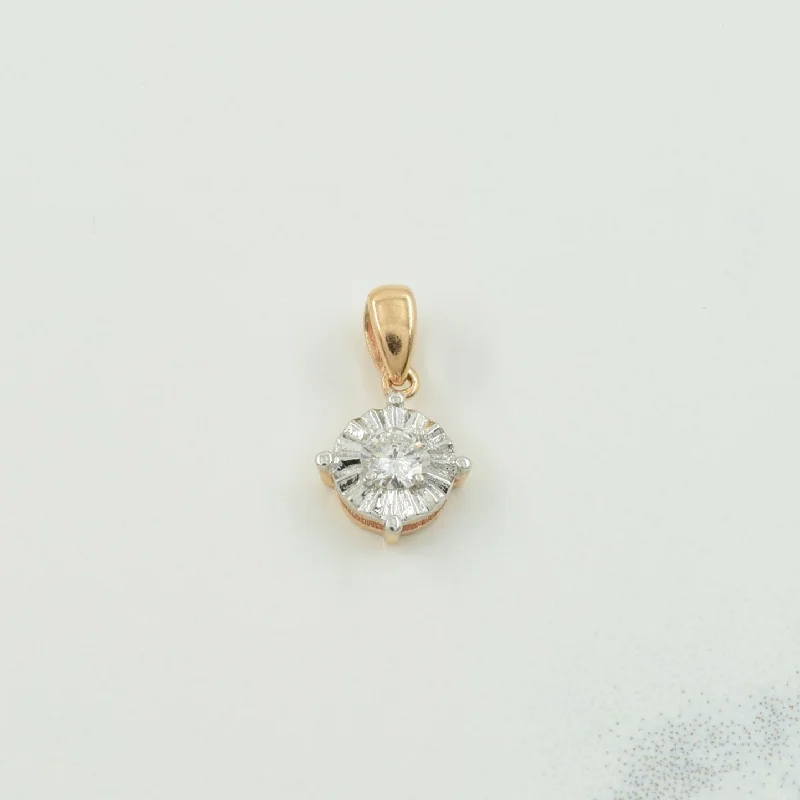 elegant pearl necklace with diamonds Two Tone Gold Diamond Pendant | 0.07ct |