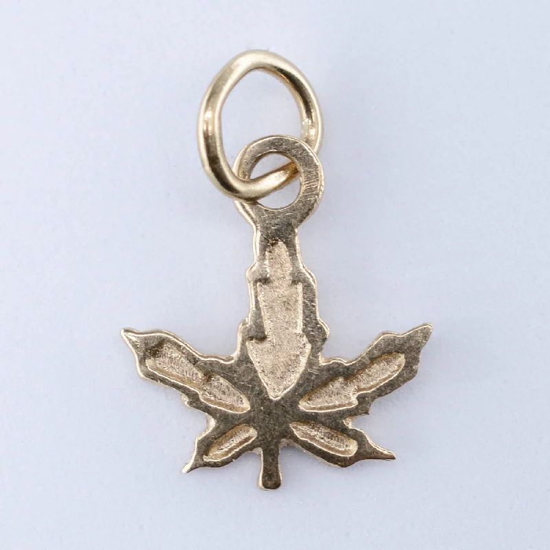black and gold wedding band 10k Yellow Gold Maple Leaf Charm |