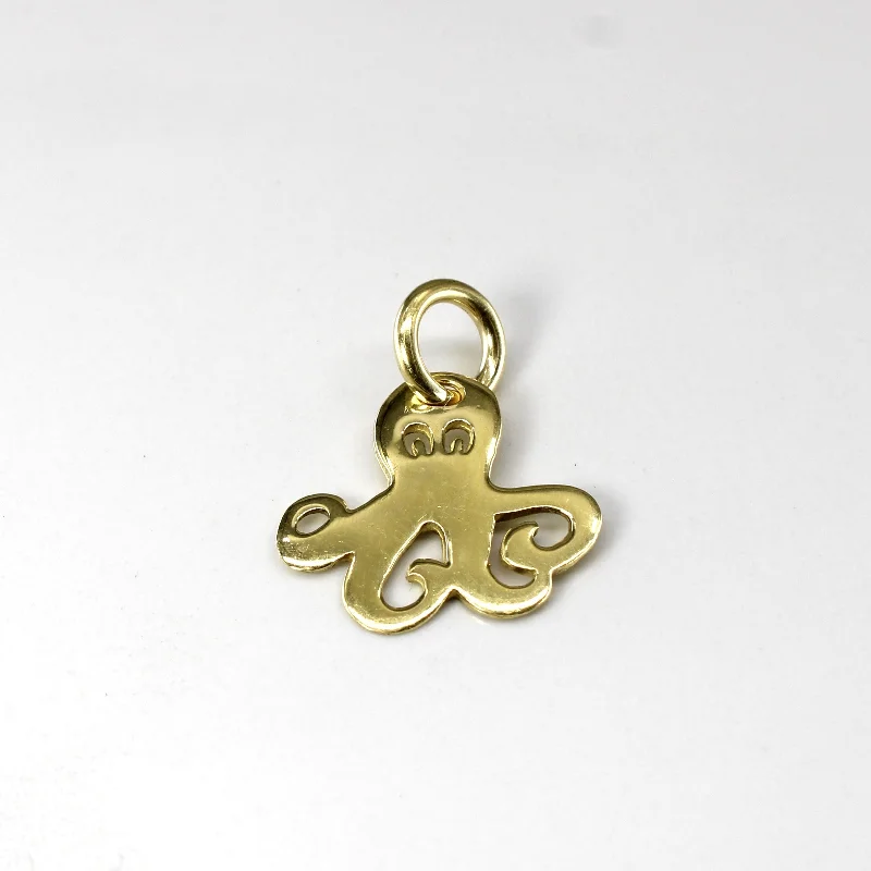 titanium wedding band men’s black Yellow Gold Octopus Pendant