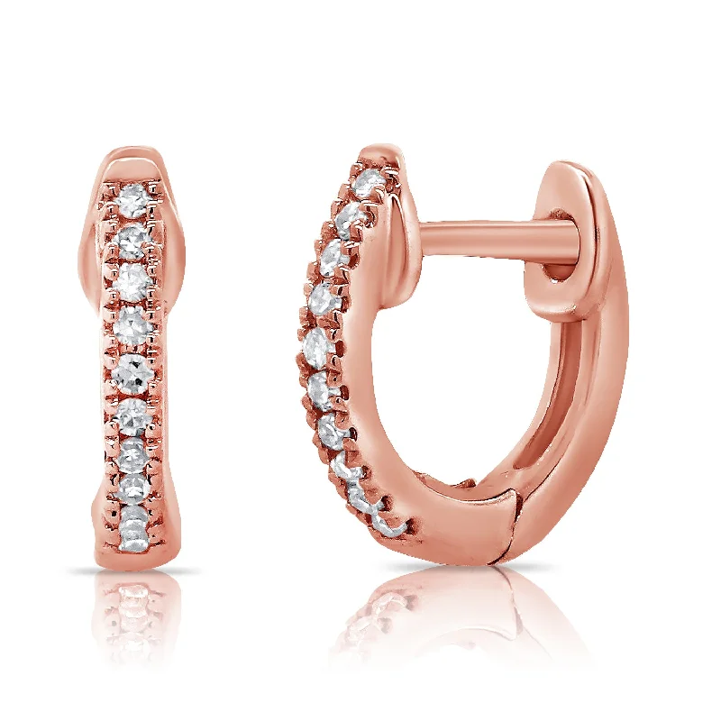 Classic Halfway Diamond Set Huggie Hoop Earrings