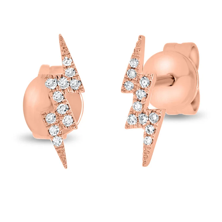 Diamond Lightning Bolt Diamond Zig Zag Stud Earrings